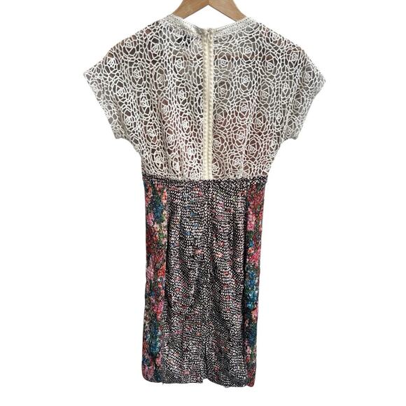 Beguile By Byron Lars Lace Study Sheath Dress Sz 2 Laser Cut Cocktail Feminine - Picture 3 of 9